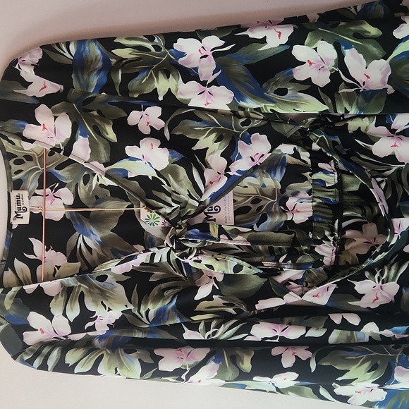 NWT Show Me Your Mumu Charleston Black Tropical Tie Front Long Sleeve Romper, XS - Picture 3 of 11